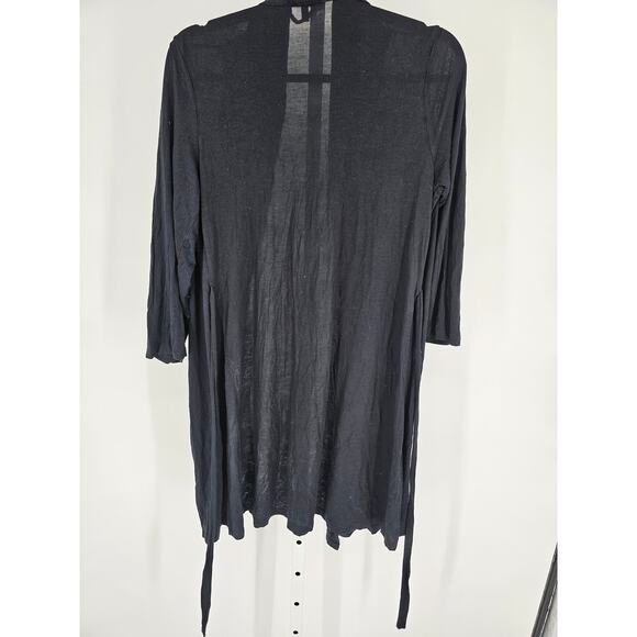 Tart Intimates womens Sz L Knee Length Robe Lightweight Black Long Sleeve - Picture 3 of 3